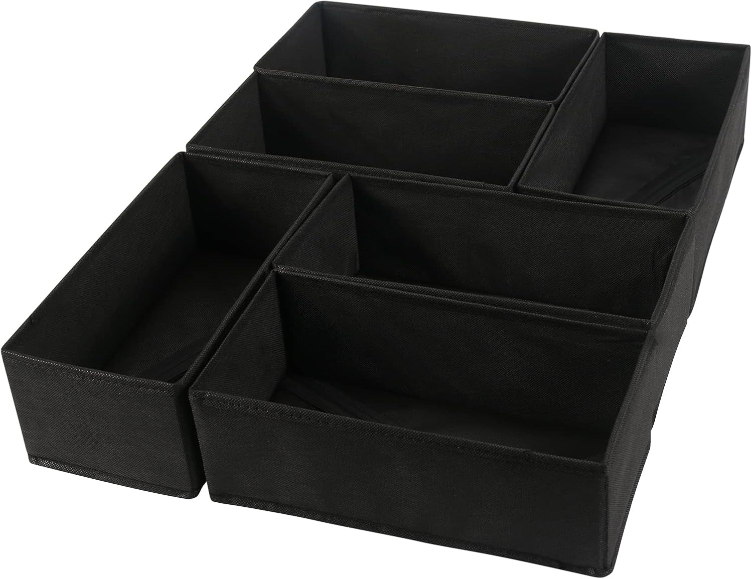 6 Pack Dresser Organizers - Drawer Organizers for Clothing & Baby, Woven-Fabric Storage Drawers (Black