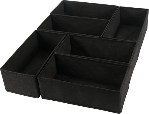 6 Pack Dresser Organizers - Drawer Organizers for Clothing & Baby, Woven-Fabric Storage Drawers (Black